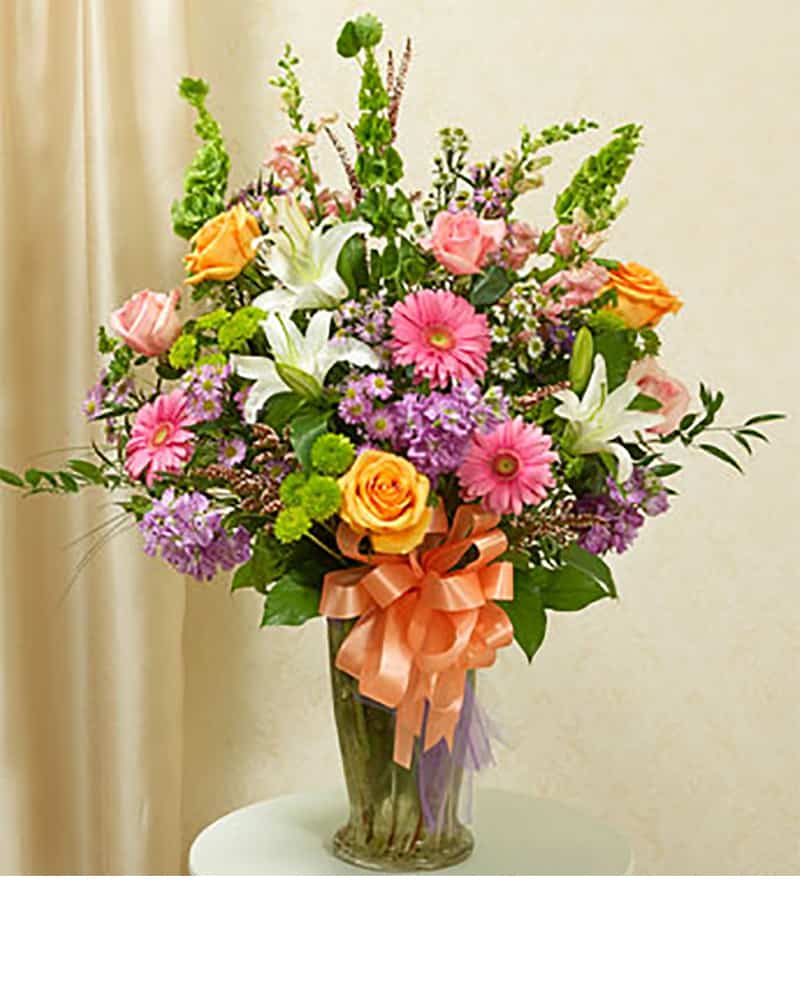 Multi-Color Pastel Vase Arrangement – Veldkamps Funeral Flowers
